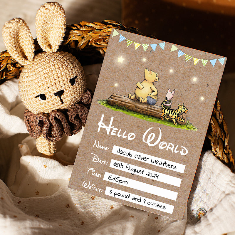 Winnie The Pooh Baby Milestone Cards Vintage Blue Baby Boy Keepsake