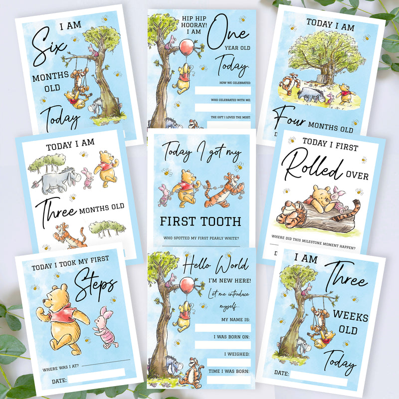 Winnie The Pooh Baby Milestone Cards Blue Baby Boys New Baby Gift