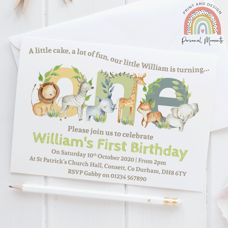 Personalised Jungle 1st Birthday Invitations Animal Farm First Birthday Party Invites