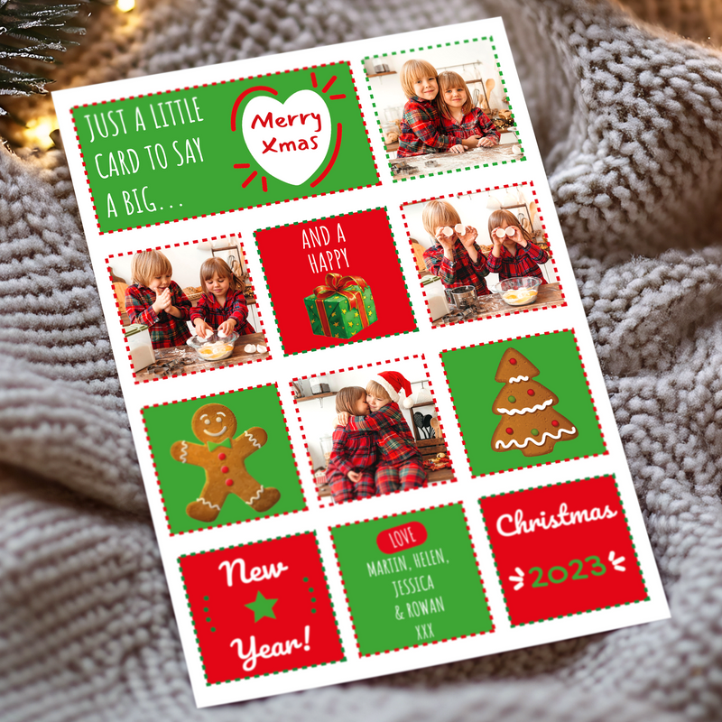 FLAT Personalized Christmas Greeting Cards, Children Photo Christmas Cards
