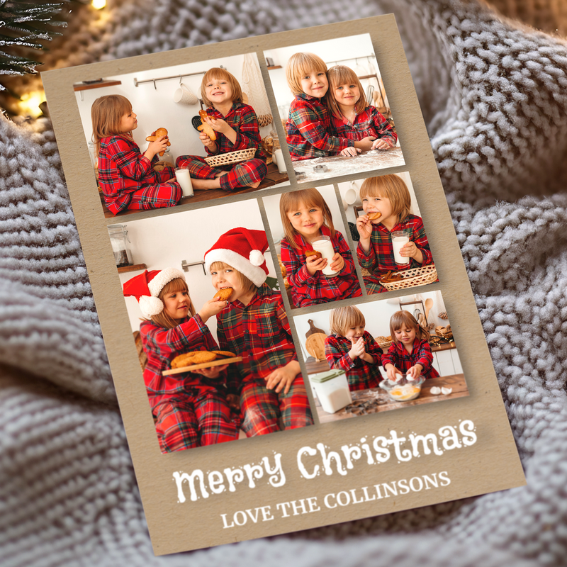 FLAT Personalised Photo Xmas Card, Christmas Card Pack