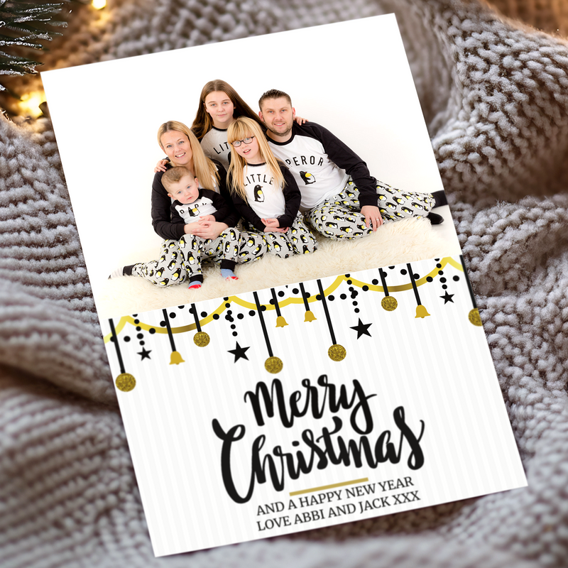 FLAT Photo Greetings Card, Personalised Merry Christmas Cards