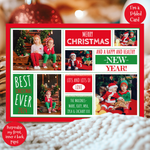 a christmas card with a picture of two children