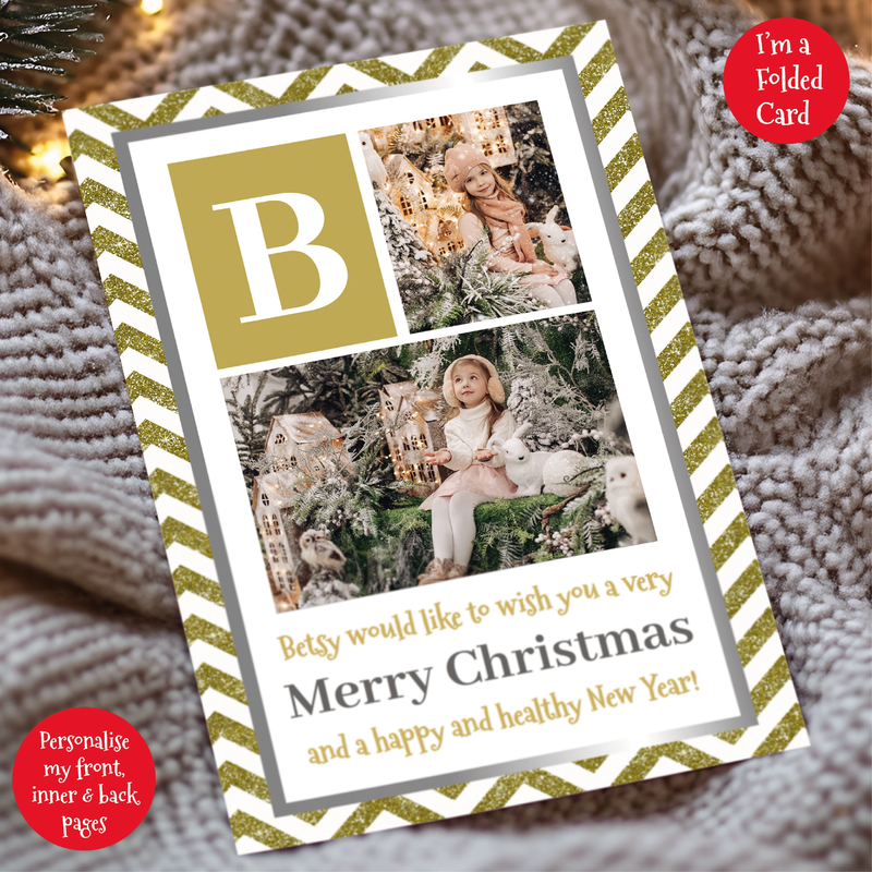 a christmas card with the letter b on it