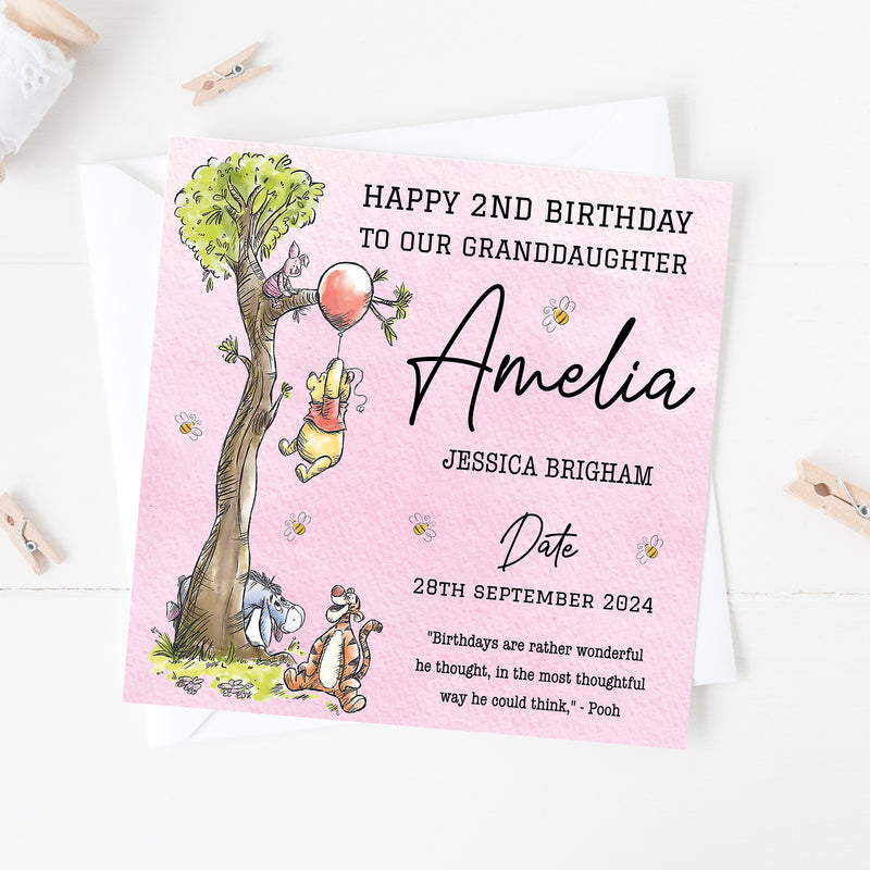 Personalised Classic Winnie The Pooh 1st Birthday Card - Daughter, Granddaughter, Niece, Goddaughter Gift