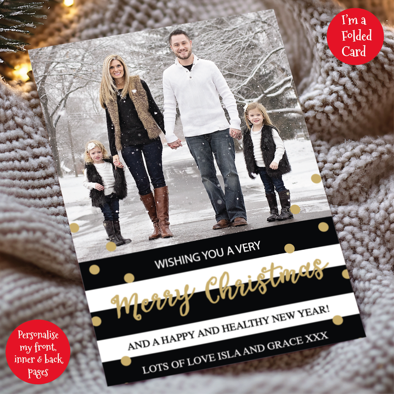 a christmas card with a photo of a family