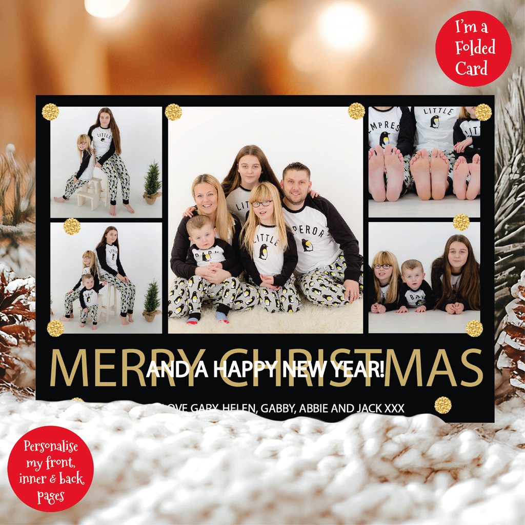 a christmas card with photos of a family