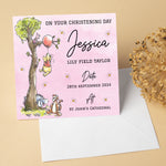 Personalised Classic Winnie The Pooh Baptism, Christening, Naming Day Card - Granddaughter, Goddaughter, Niece Girl Gift