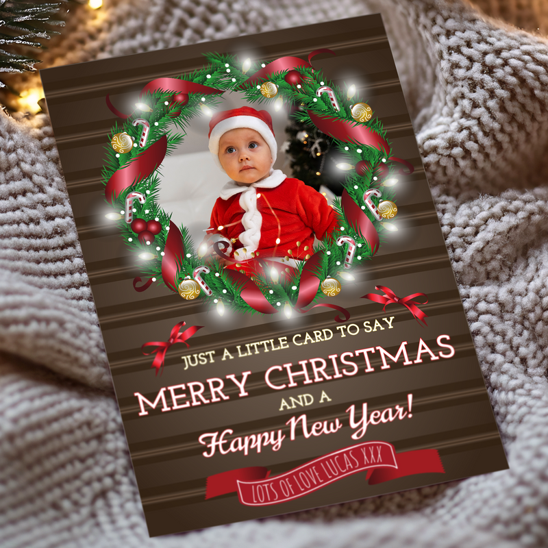 FLAT Personalised Family Christmas Cards, Customised Christmas Cards