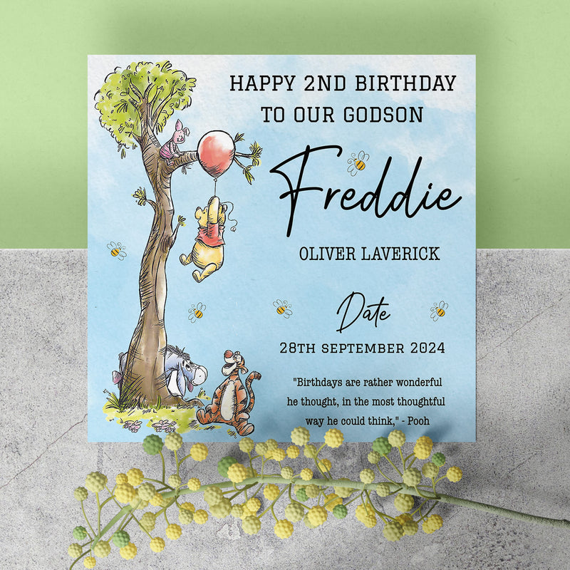 Personalised Classic Winnie The Pooh 1st Birthday Card - Daughter, Granddaughter, Niece, Goddaughter Gift