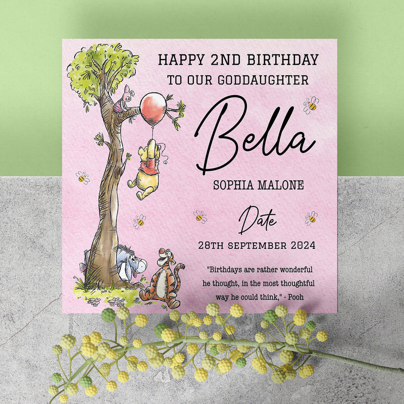 Personalised Classic Winnie The Pooh 1st Birthday Card - Daughter, Granddaughter, Niece, Goddaughter Gift