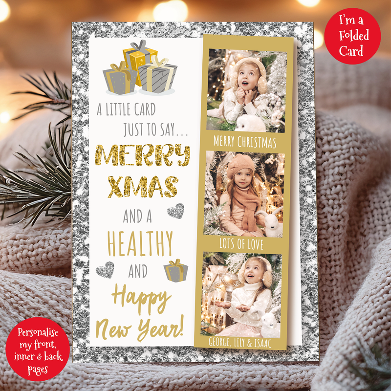 a christmas card with a picture of a child