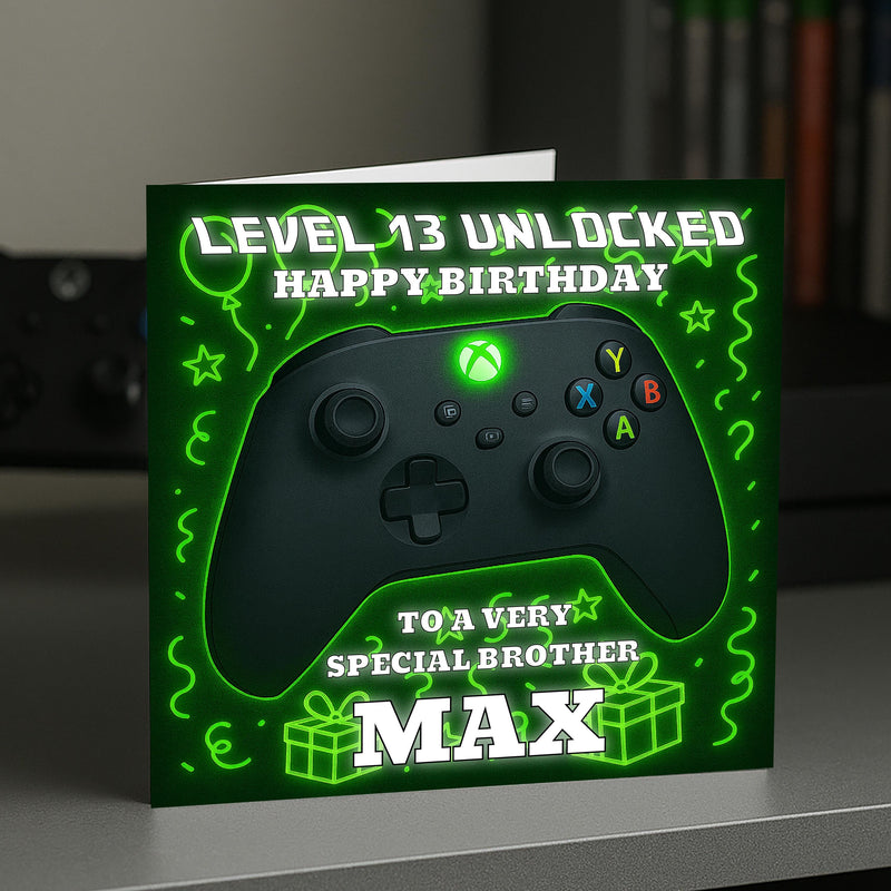 Personalised Xbox Gamer Birthday Card