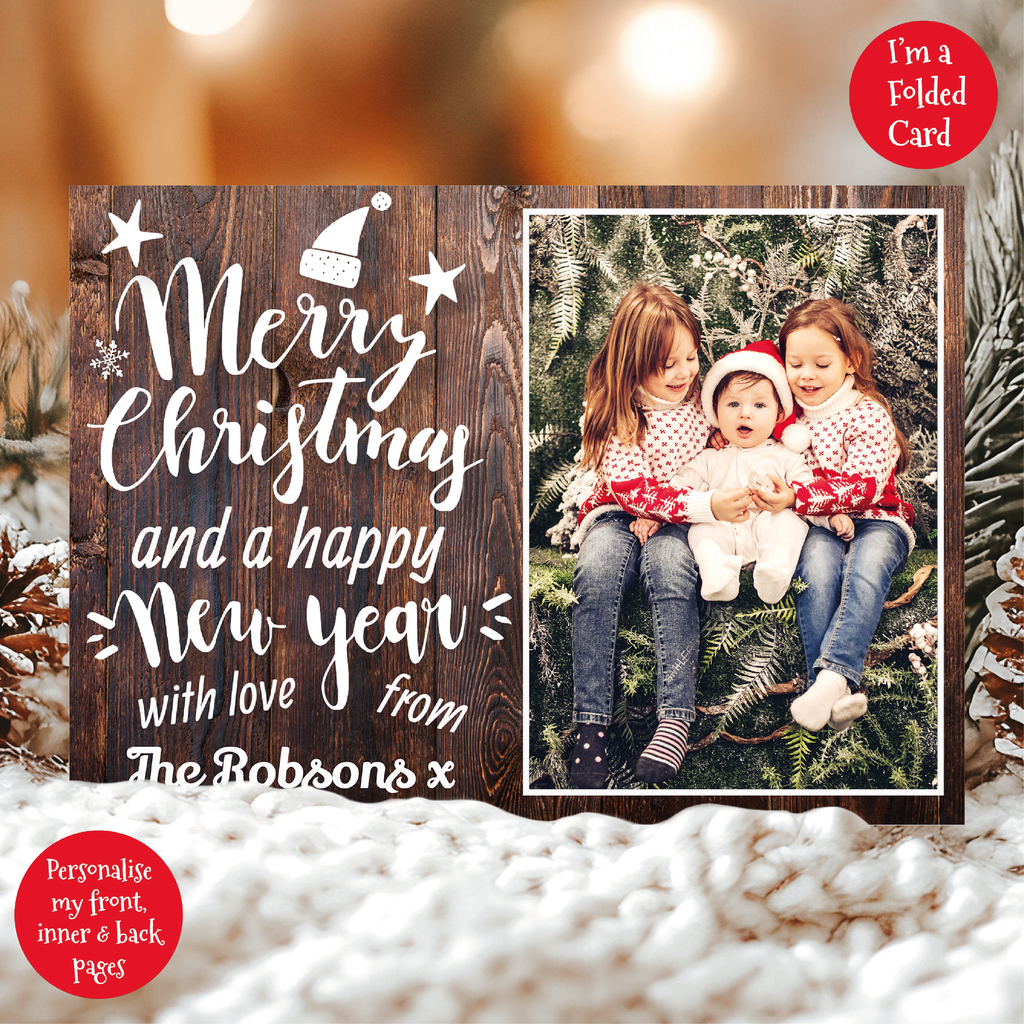 a christmas card with a picture of two girls