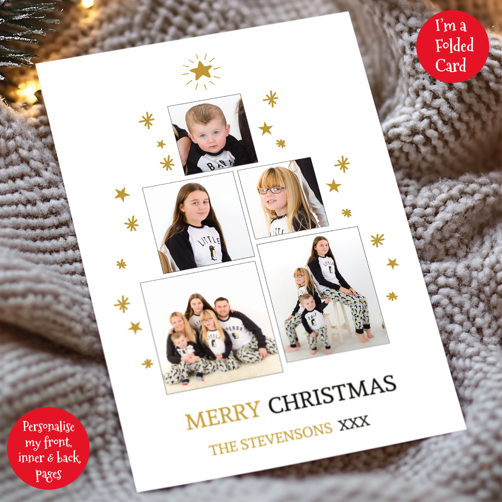 a christmas card with four photos of children