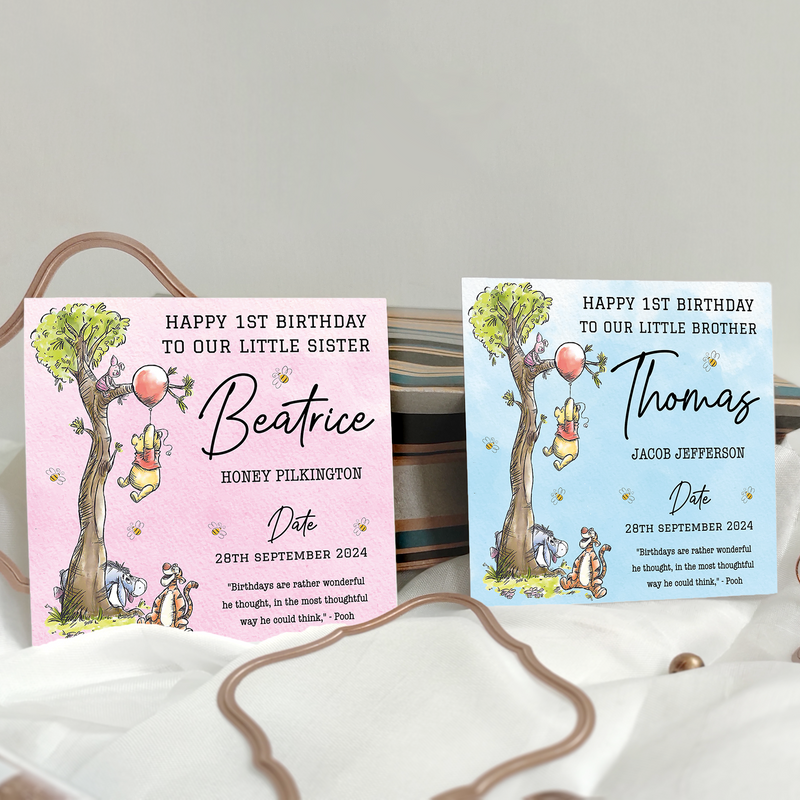 Personalised Classic Winnie The Pooh 1st Birthday Card - Daughter, Granddaughter, Niece, Goddaughter Gift