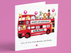 Personalised Jungle Bus Birthday Card Blue