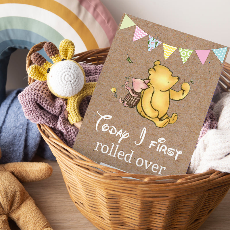 Winnie The Pooh Classic Pooh Bear 1st Year Milestone Cards - Blue Baby Boys Keepsake