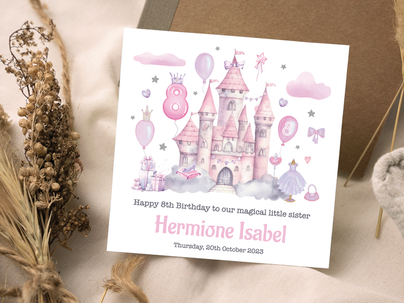 Personalised Princess Castle Birthday Card