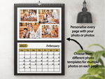 Personalised A3 Wall Calendar 2025 – Black & Gold Design, Perfect for Christmas & Birthdays