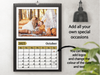 Personalised A5 Wall Calendar 2025 – Black & Gold Design, Perfect for Christmas & Birthdays