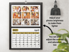 Personalised A5 Wall Calendar 2025 – Black & Gold Design, Perfect for Christmas & Birthdays