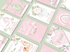 Vintage Pink Floral Botanical Boho Milestone Cards - Baby Girl Keepsake