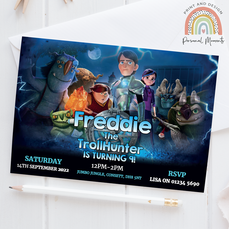 Personalised Trollhunters Birthday Invitations - Heroic Quest Theme
