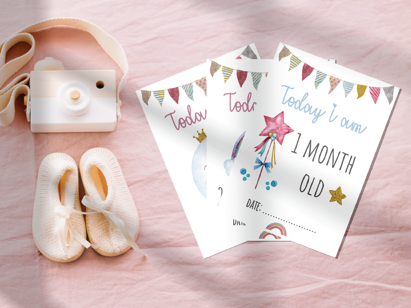 Rainbow Baby Milestone Cards - Perfect Baby Shower Gift, Colourful Keepsake Memory Cards