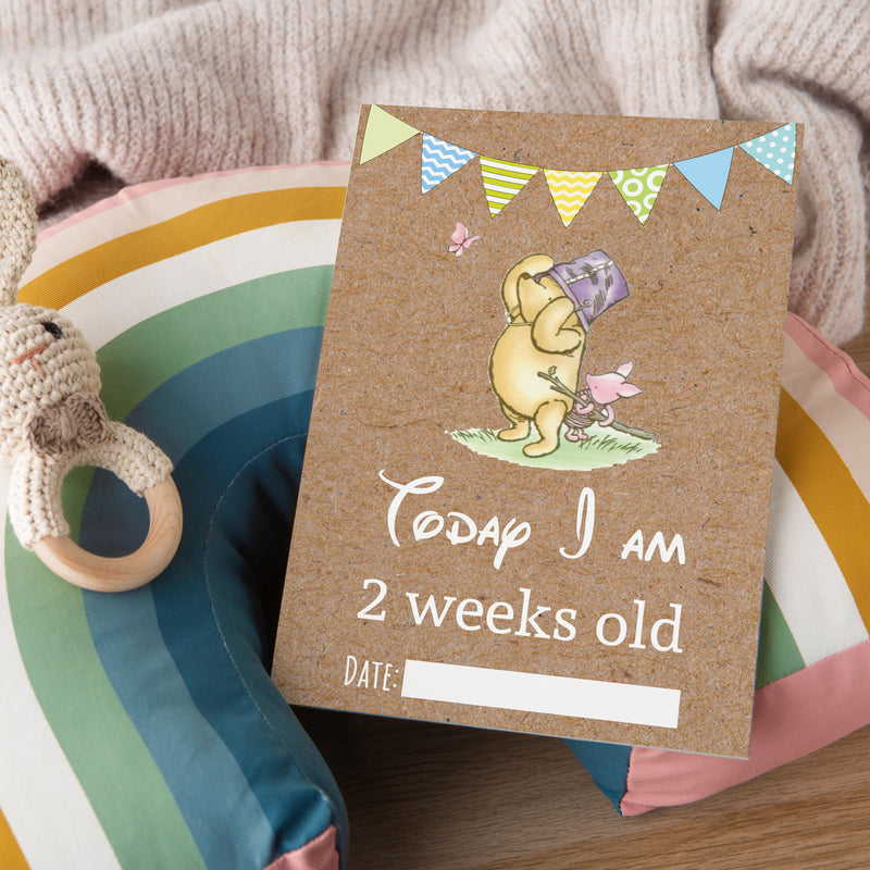 Winnie The Pooh Classic Pooh Bear 1st Year Milestone Cards - Blue Baby Boys Keepsake