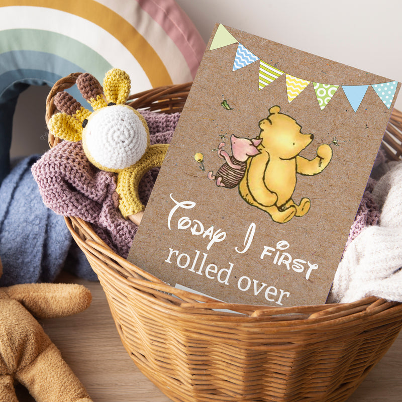 Winnie The Pooh Classic Pooh Bear 1st Year Milestone Cards - Blue Baby Boys Keepsake