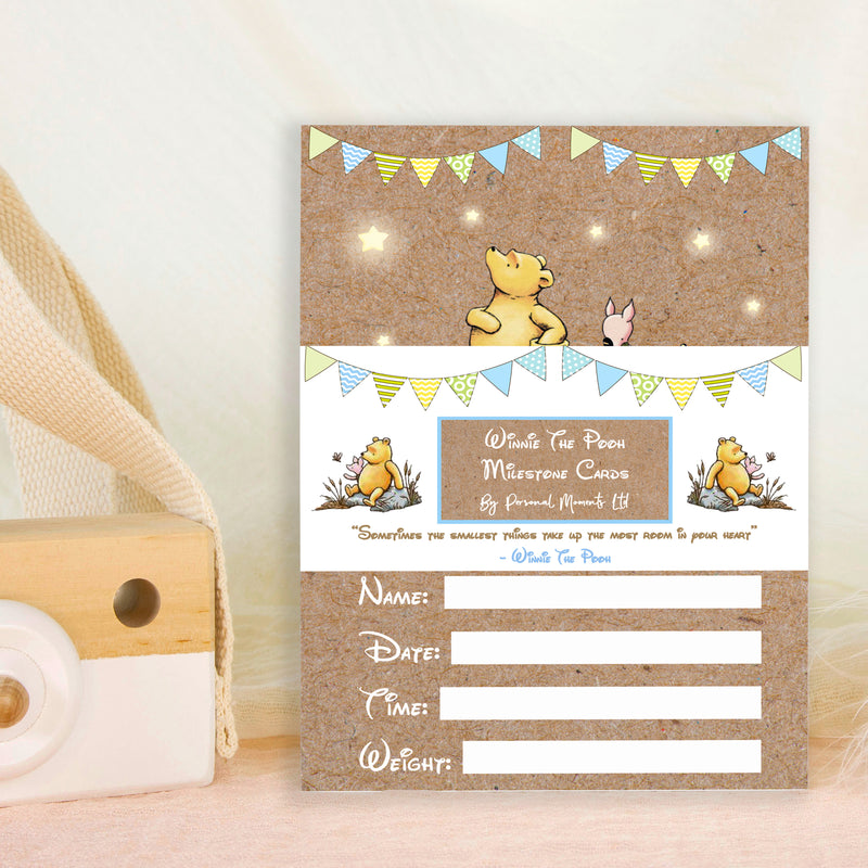 Winnie The Pooh Classic Pooh Bear 1st Year Milestone Cards - Blue Baby Boys Keepsake