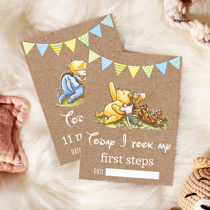 Winnie The Pooh Classic Pooh Bear 1st Year Milestone Cards - Blue Baby Boys Keepsake