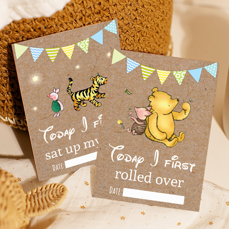 Winnie The Pooh Classic Pooh Bear 1st Year Milestone Cards - Blue Baby Boys Keepsake