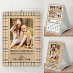 Personalised A3 Wall Calendar 2025 – Classic Plaid & Rustic Family Design