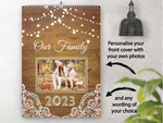 Personalised A5 Wall Calendar 2025 – Rustic Lace & Fairy Lights Family Design