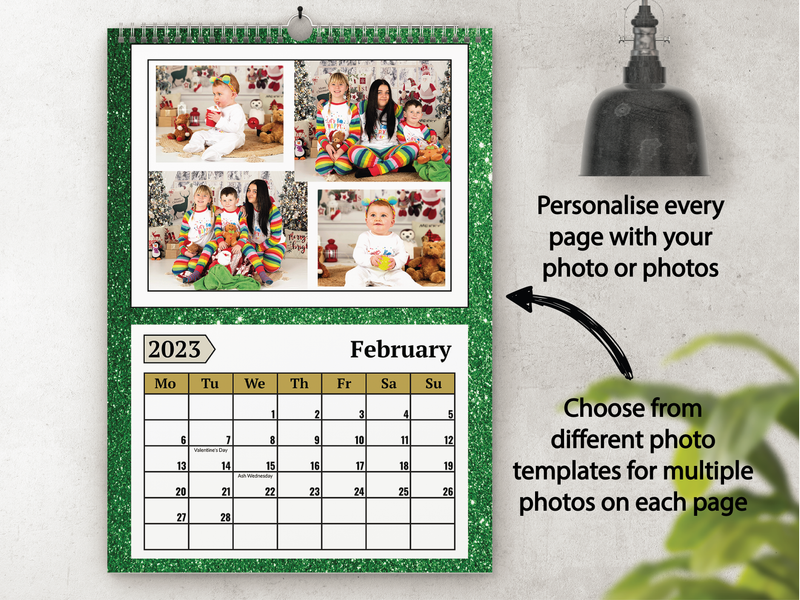 Personalised A5 Desktop Calendar 2025 – Glitter Effect & Colourful Design