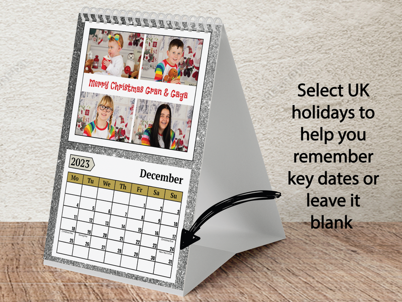 Personalised A3 Wall Calendar 2025 – Glitter Effect & Colourful Design