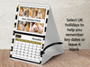 Personalised A5 Desktop Calendar 2025 – Black & White Stripes with Gold Polka Dots