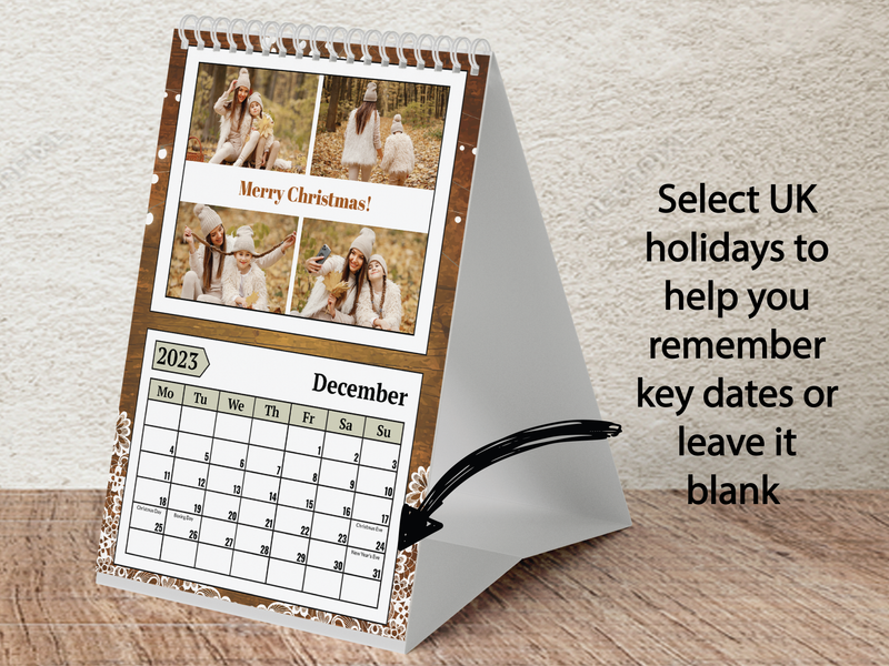 Personalised A5 Wall Calendar 2025 – Rustic Lace & Fairy Lights Family Design