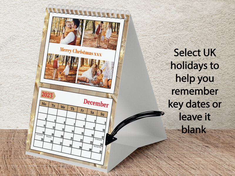 Personalised A5 Desktop Calendar – Elegant Lights Design, Perfect for Christmas & Birthdays 2025