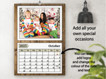 Personalised A5 Wall Calendar 2025 – Rustic Wood & Christmas Decor Design