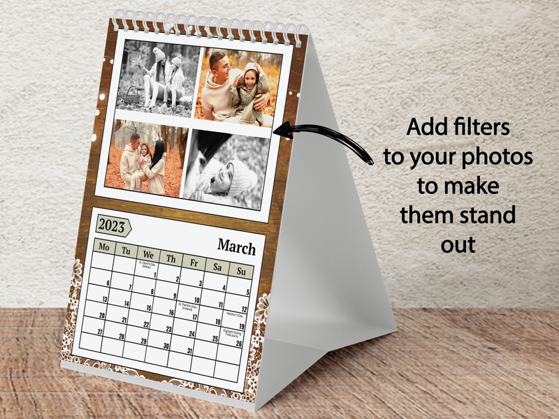 Personalised A5 Wall Calendar 2025 – Rustic Lace & Fairy Lights Family Design