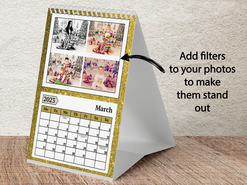Personalised A5 Wall Calendar 2025 – Glitter Effect & Colourful Design