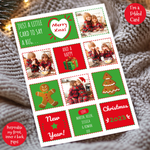 a christmas card with a picture of two children and a christmas tree