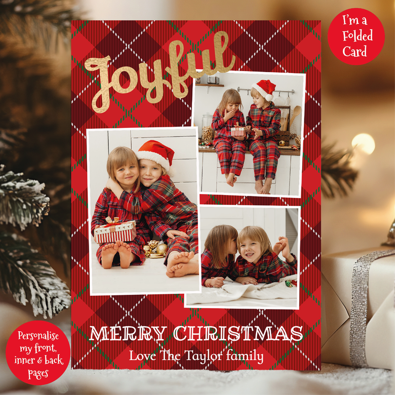 a christmas card with a picture of two children