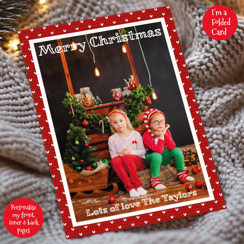 a christmas card with a picture of two children