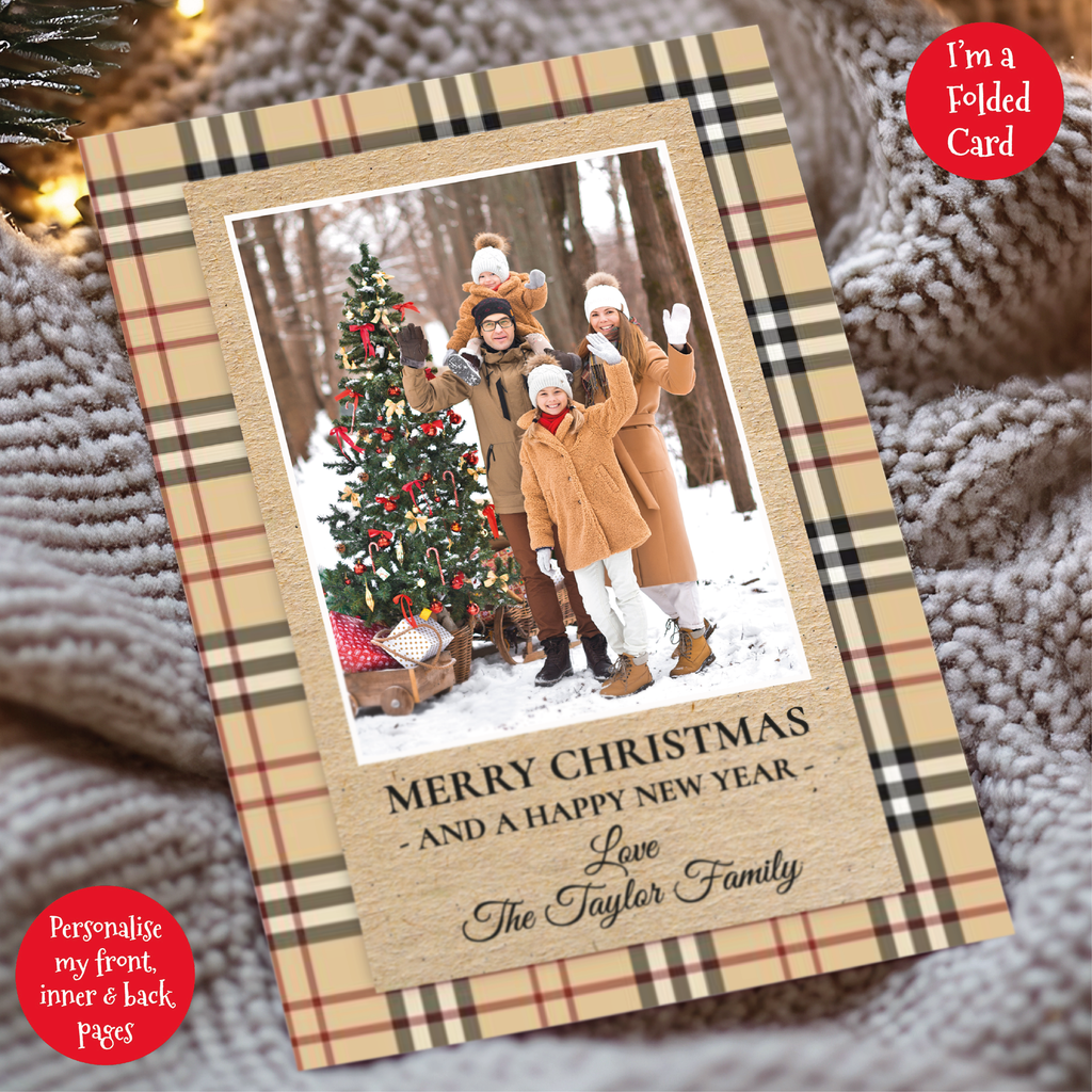 a christmas card with a picture of two children