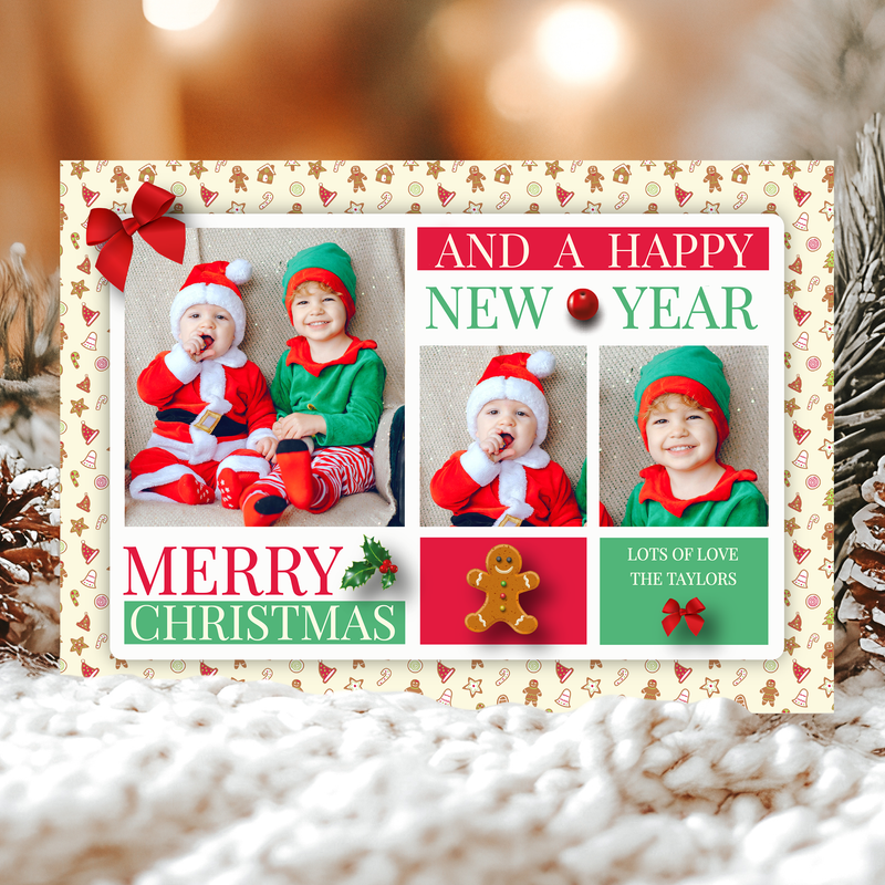 FLAT Photo Insert Christmas Cards, Personalised Christmas Cards