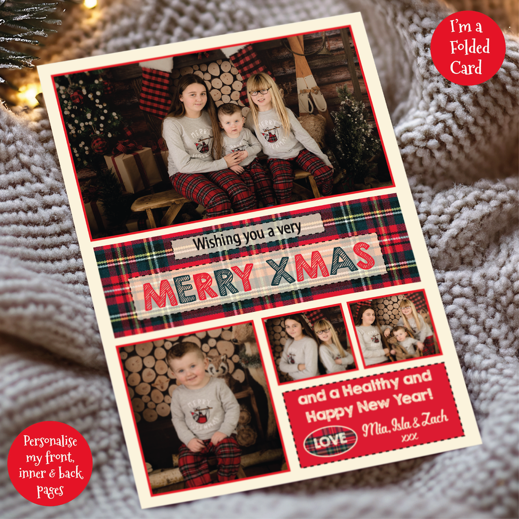 a christmas card with a photo of a family